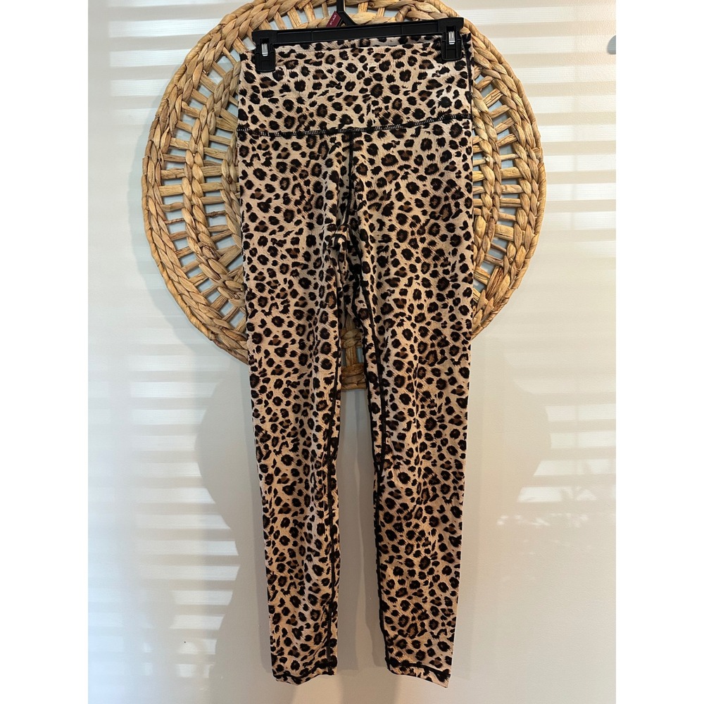 Colorfulkoala Womens Leopard Print High Waisted Yoga Leggings Brown Tan Size M